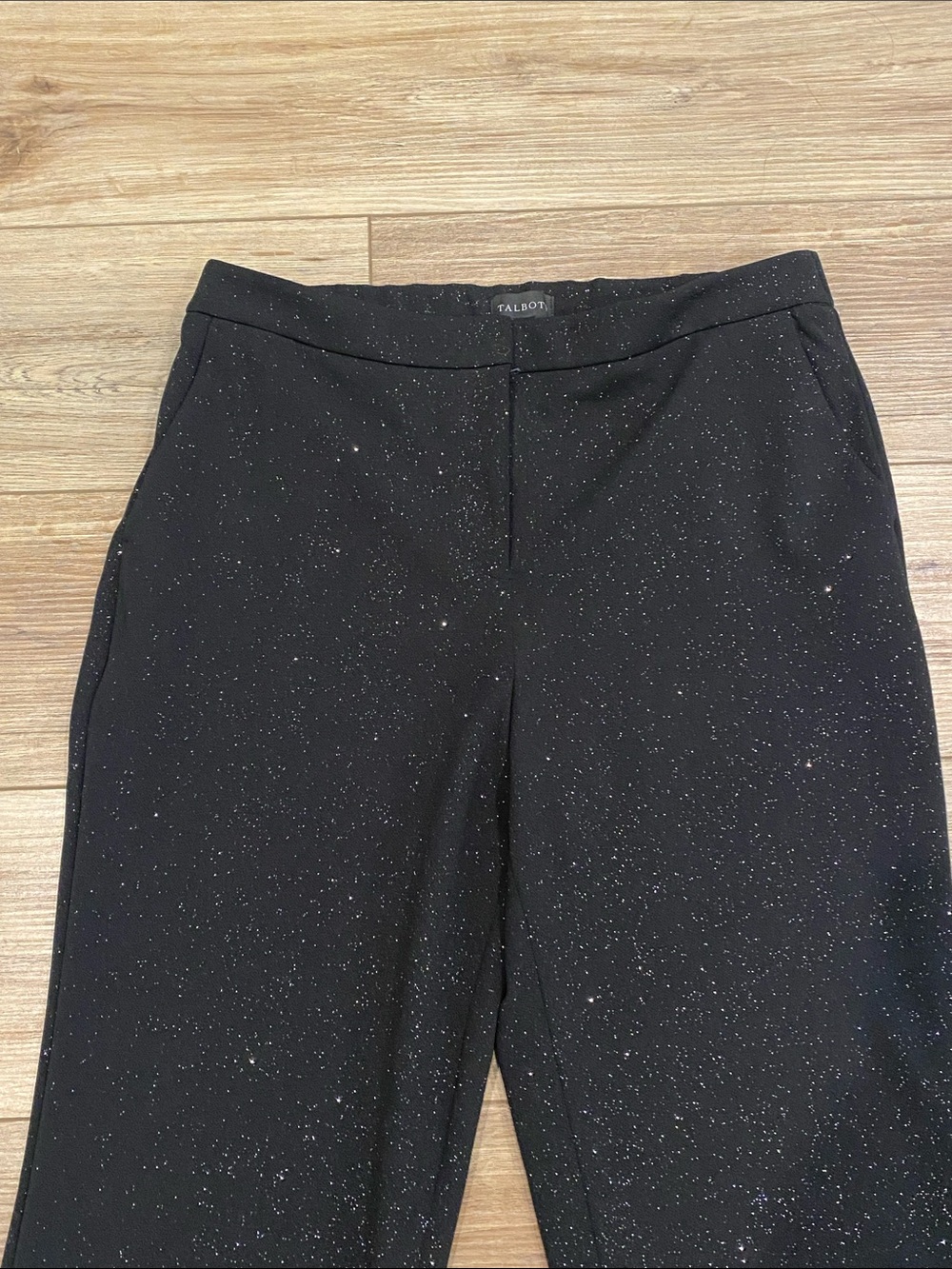 Talbots Black Sparkle Pants Silver Glitter Sz 10 Petite - Picture 2 of 5